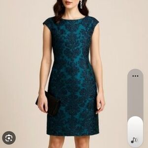 Vince  Camuto Green Black Velvet Burnout   Holiday Dress Womens Size 4